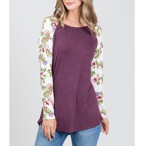 Raisin & Ivory Floral LS Raglan Top